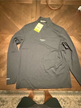 Malbon Curry Men's Long-Sleeve Quarter-Zip Top - Black